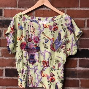 Anthropologie Maeve Silk Garden Floral blouse